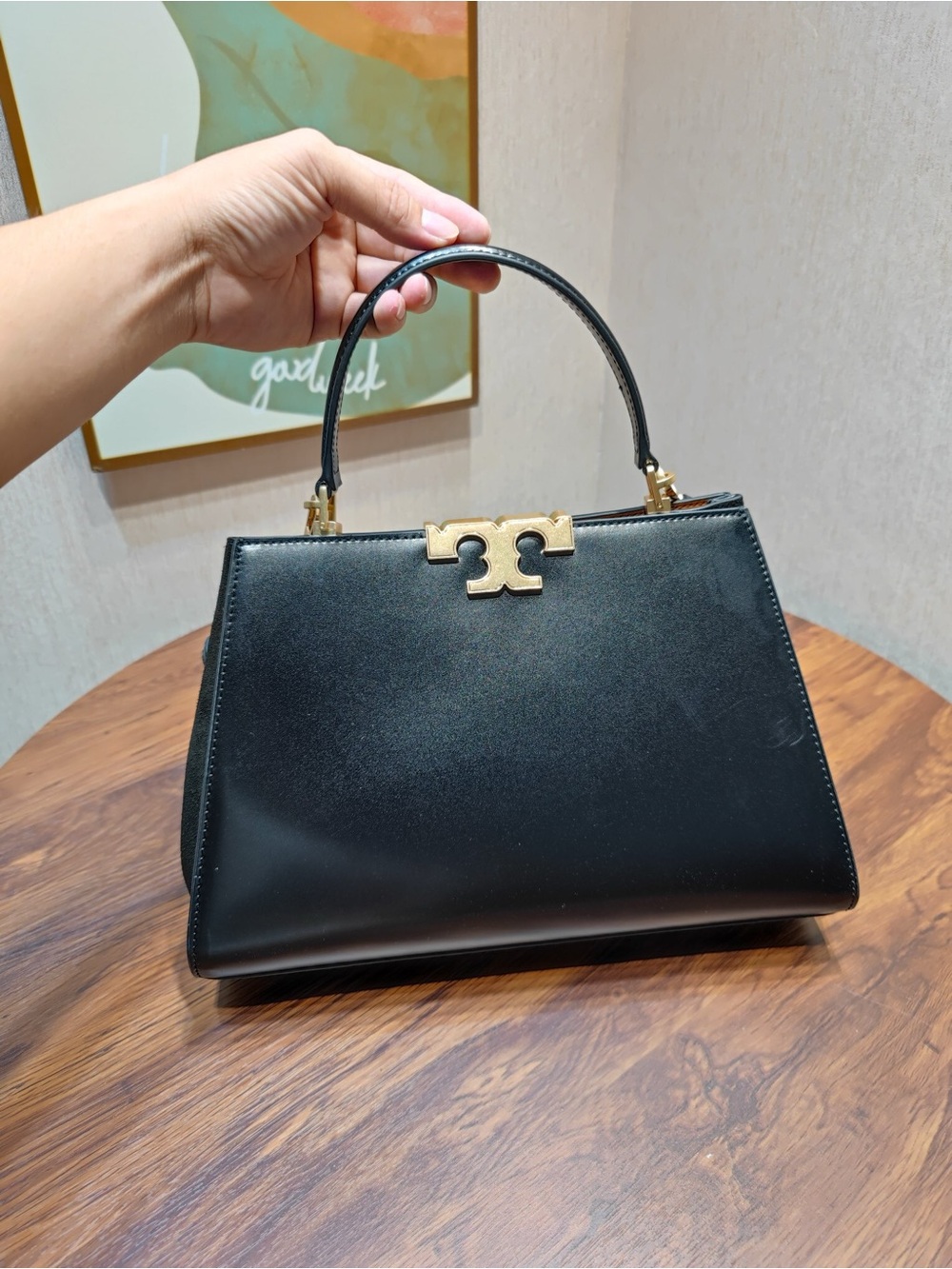 Tory Burch Eleanor Black Satchel Gold T Hardware